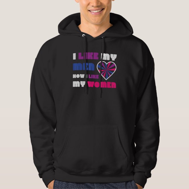 Veste À Capuche Bisexual Bi Fierté Drapeau J'Aime Mes Hommes Comme (Devant)