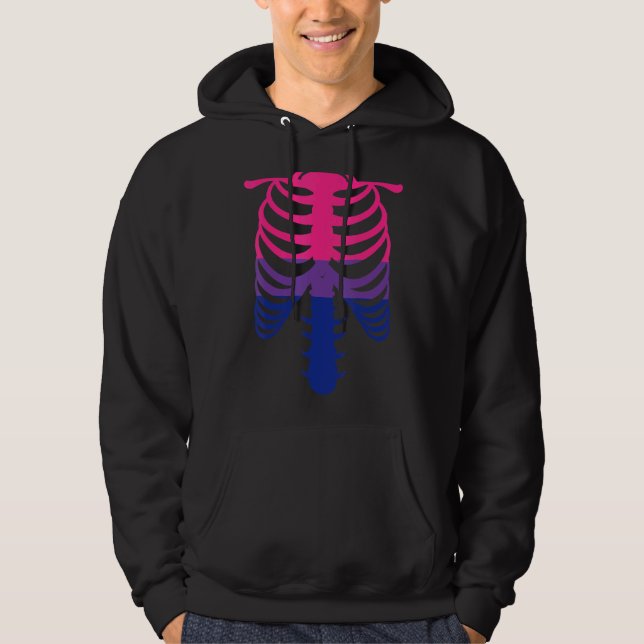 Veste À Capuche Bisexual Pride Drapeau Skeleton Ribcage Bisexual 1 (Devant)