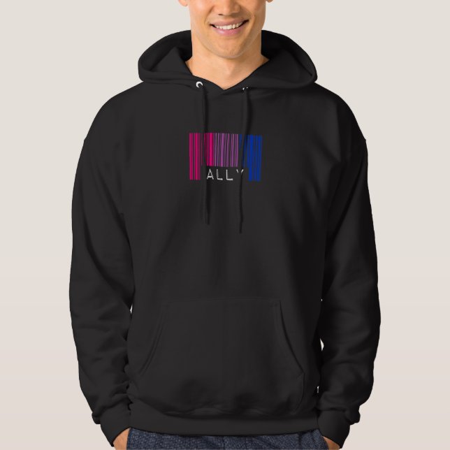 Veste À Capuche Bisexuel Barcode Pride Ally Queer esthétique Lgbtq (Devant)