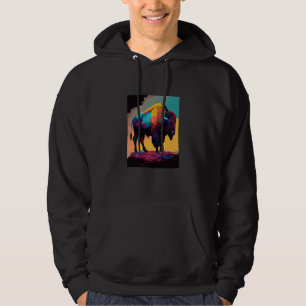 Veste À Capuche Bison Américain Animal Pop Bison Grilling  1