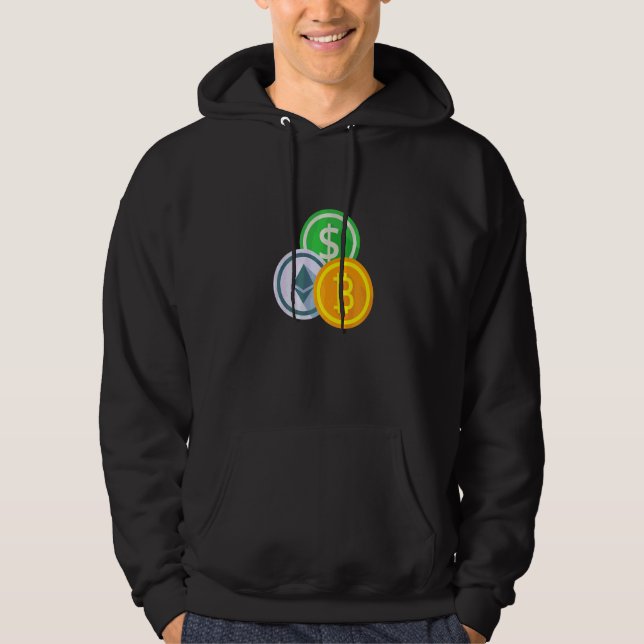 Veste À Capuche Bitcoin BTC Crypto Cryptomonnaie Petit Badge Coffr (Devant)
