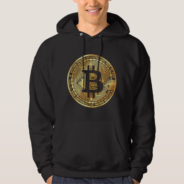 Veste À Capuche Bitcoin - Conception de pièce métallique - BTC (Devant)
