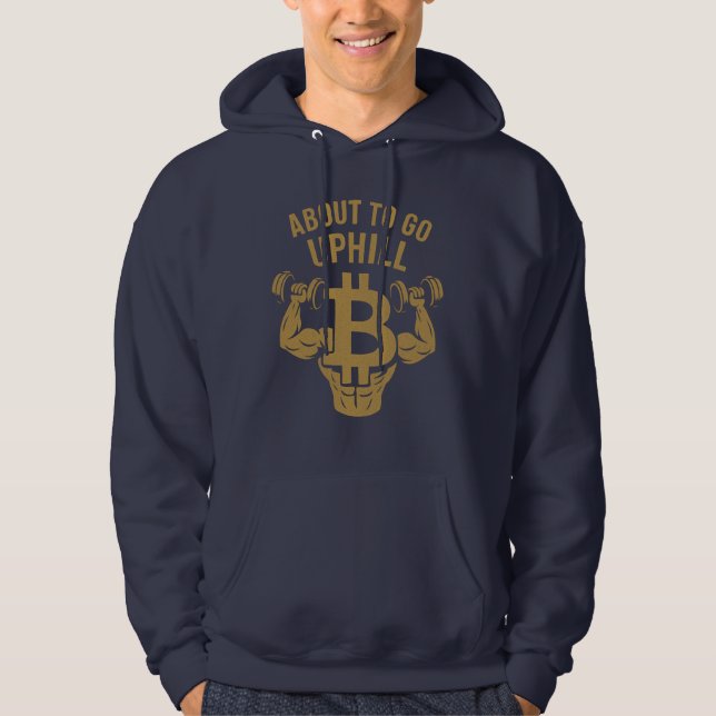 Veste À Capuche Bitcoin Muscle – À propos d'y aller en montée (Devant)