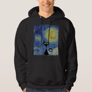 Veste À Capuche Black Cat Van Gogh Starry Night Museum Lover Aweso