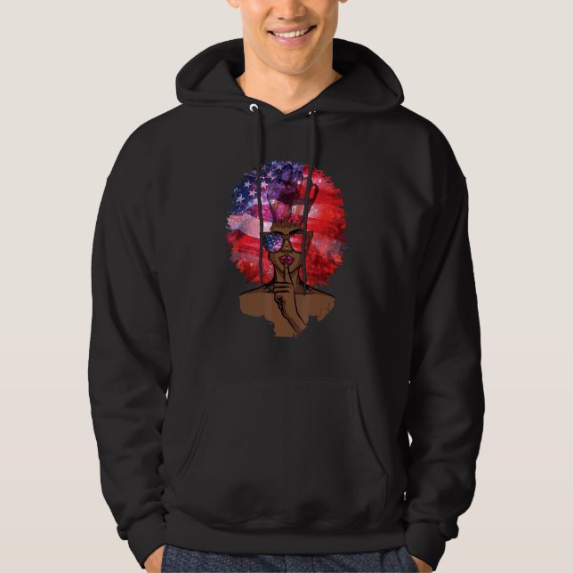 Veste À Capuche Black Girl Us Drapeau Melanin Afro Hair Afro Ameri (Devant)