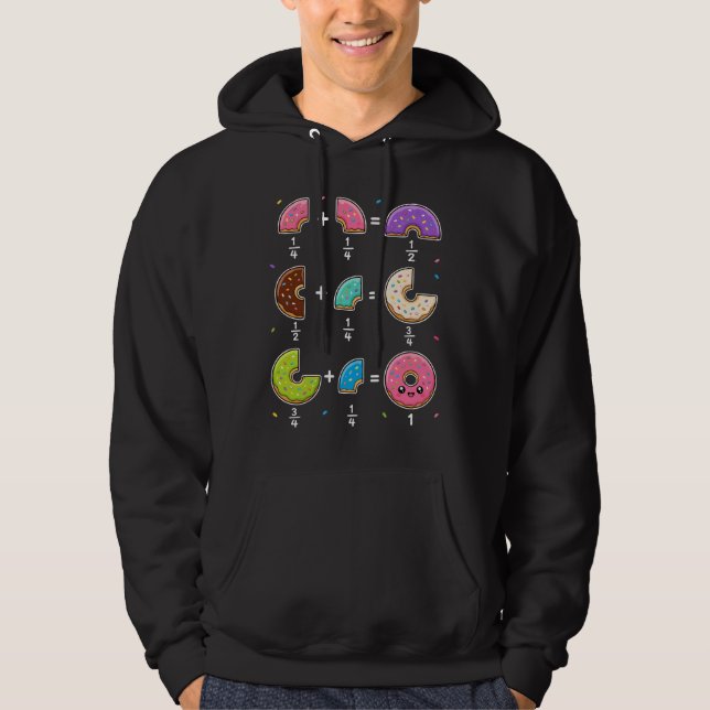 Veste À Capuche Blagues de maths sur les fractions de beignets (Devant)