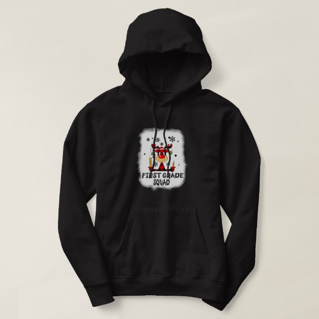Veste À Capuche Bleached First Grade Squad Reindeer Funny Teacher  (Design devant)