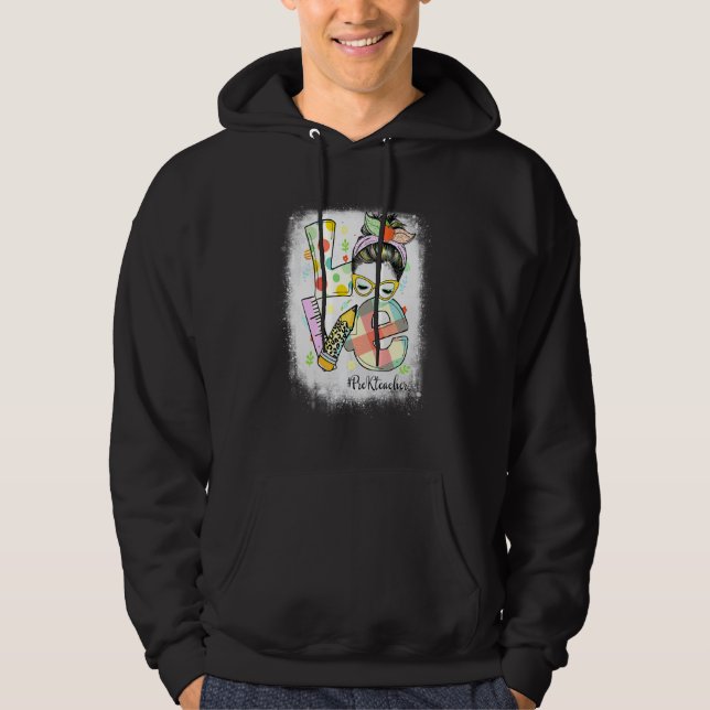 Veste À Capuche Bleached Love Pré Kinder Enseignant Pâques Messy B (Devant)
