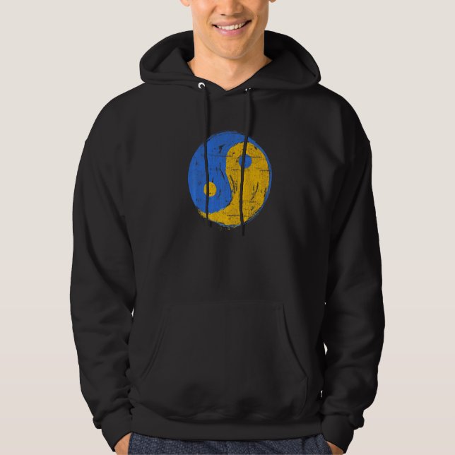 Veste À Capuche Bleu et Or Yin Yang Pleine Conscience (Devant)