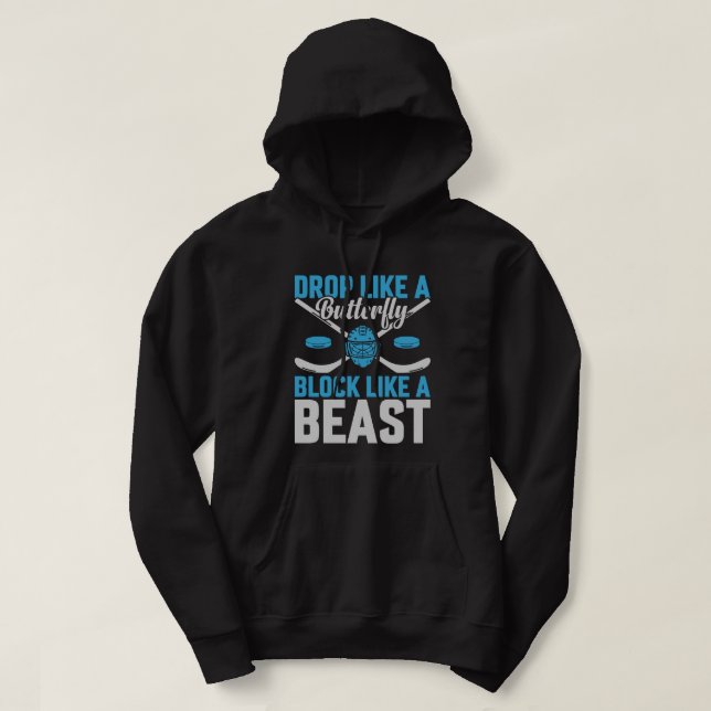 Veste À Capuche Blocage de but de hockey comme une bête (Design devant)
