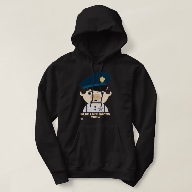 Veste À Capuche "BLUE LINE BACON CREW" drôle de police (Design devant)