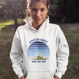 Veste À Capuche Blue Sunset Mountain Custom Family Réunion Voyage