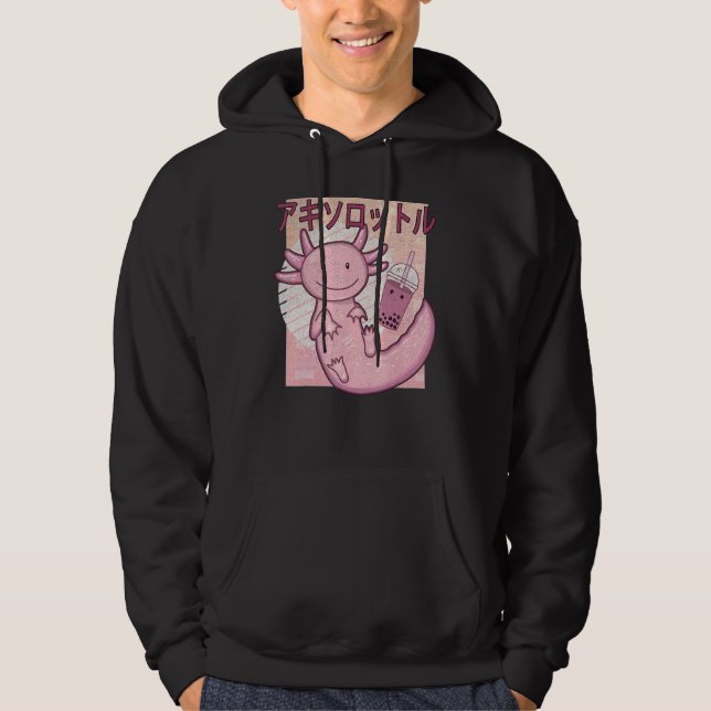 Veste À Capuche Bobalotl Axolotl Milk Tea Axolotl Drinking Boba Te (Devant)