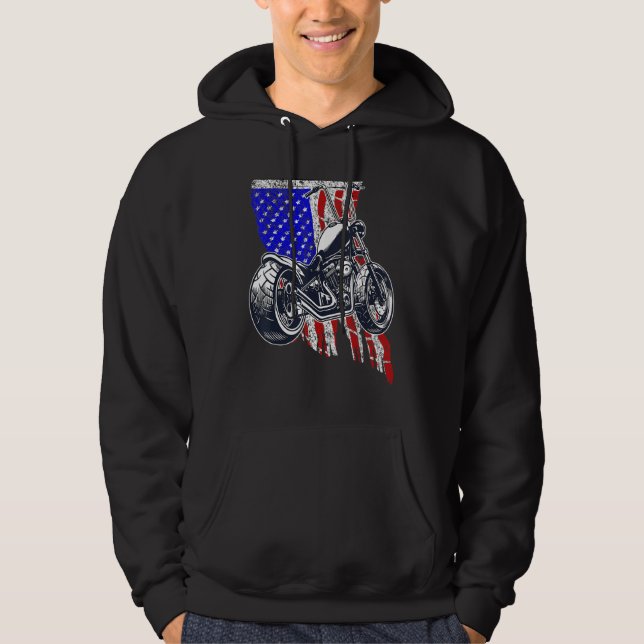 Veste À Capuche Bobber Motorcycle 4 juillet Drapeau américain (Devant)
