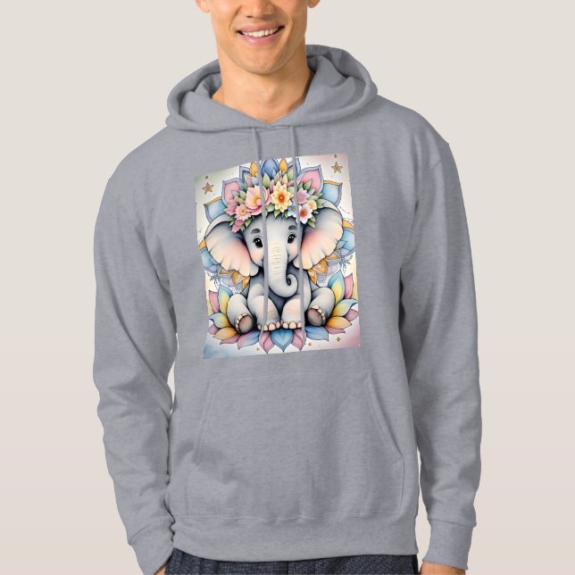 Veste À Capuche Boho Elephant 🌼 🐘 | Paix et pétales (Devant)