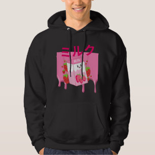 Veste À Capuche Boisson lactée fraise Kawaii japonaise rétro 90