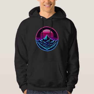 Veste À Capuche Bold Neon Mountain Circle - Art rétro vibrant