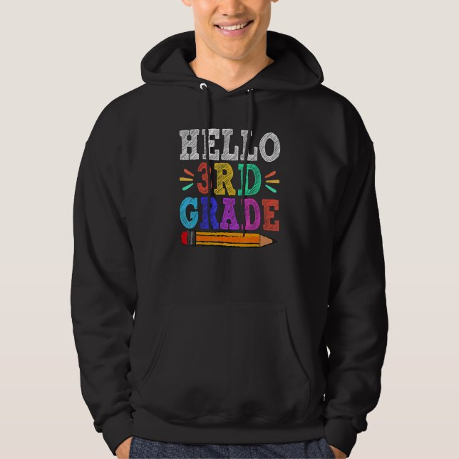 Veste À Capuche Bonjour 3e Enseignant de 3e année Retour à l'école (Devant)