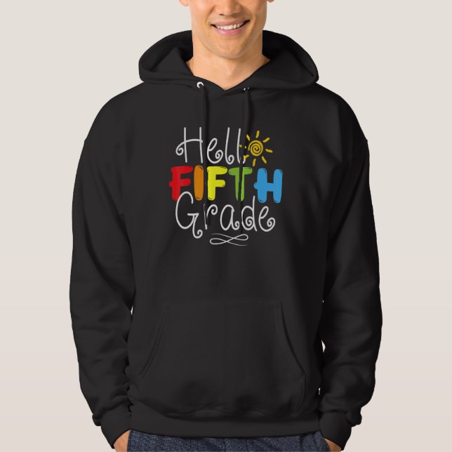 Veste À Capuche Bonjour 5e année Retour à l'école 5e enseignement (Devant)