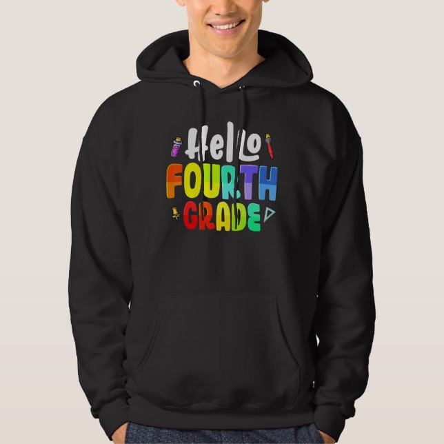 Veste À Capuche Bonjour Équipe de 4e année Enseignants de 4e année (Devant)