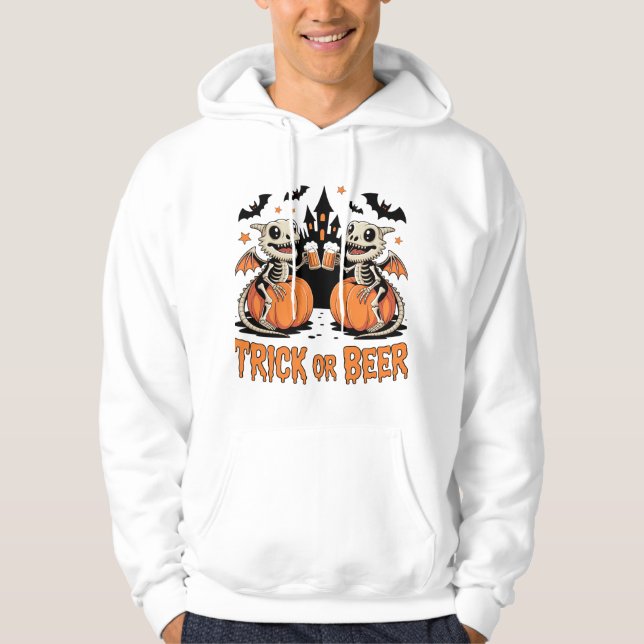 Veste À Capuche Bonnets ou dragons de squelette de bière Halloween (Devant)