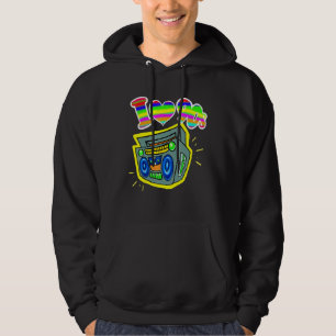 Veste À Capuche Boom Box Airbrushed 90's Hip hop Rainbow Vintage R