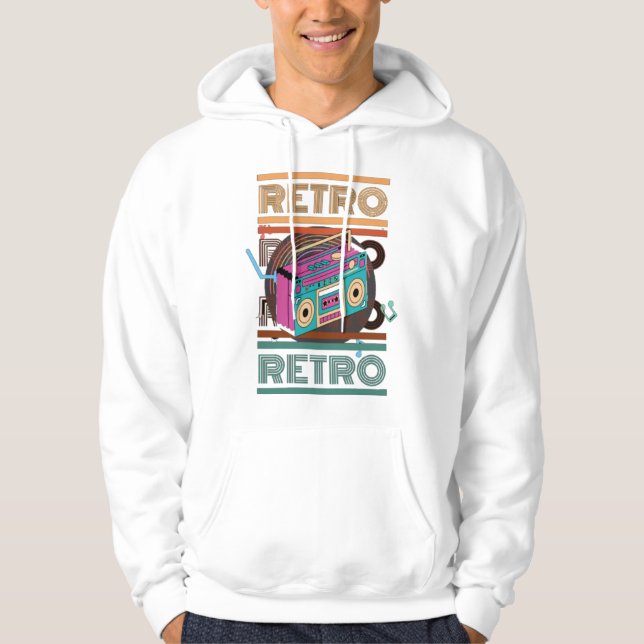Veste À Capuche Boombox rétro des années 80 (Devant)