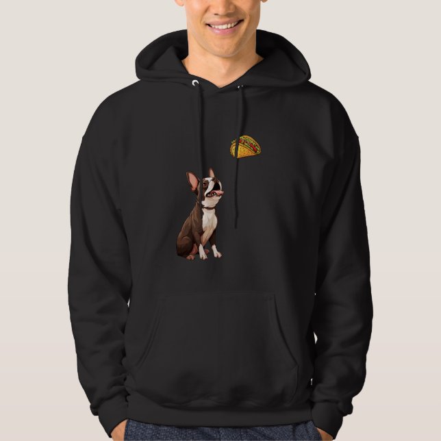 Veste À Capuche Bostie À Tacos, Funny Boston Terrier (Devant)