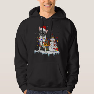 Veste À Capuche boston terrier Chien Noël Snowman Xmas Lights P