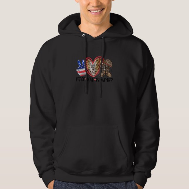 Veste À Capuche Bottes de combat Paix Amour Souvenir Drapeau États (Devant)