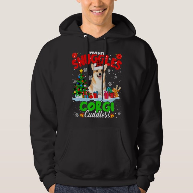 Veste À Capuche Boucles chaudes Corgi Boucles Xmas Arbre Plaid Pèr (Devant)