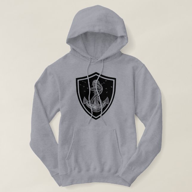 Veste À Capuche Bouclier d'ancre nautique pour la pêche (Design devant)