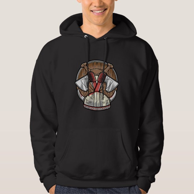 Veste À Capuche Bouclier Viking - Logo Dessin Animé (Devant)