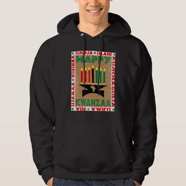 Veste À Capuche Bougies 7 Principes de Kwanzaa (Devant)
