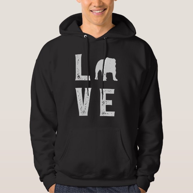 Veste À Capuche Bouldog anglais Amour  1 (Devant)