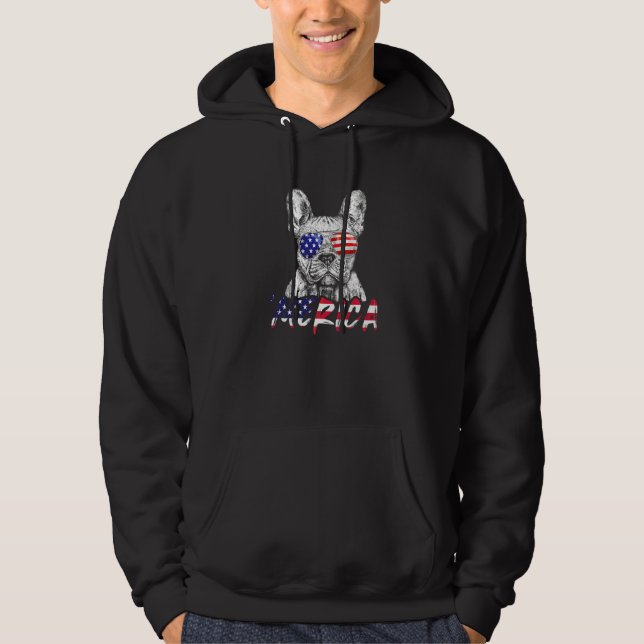 Veste À Capuche Bouledogue Français Américain Drapeau Usa Merica 4 (Devant)