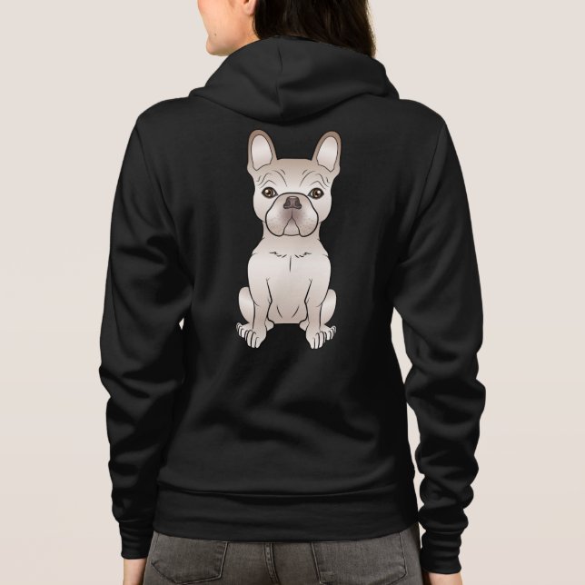 Veste À Capuche Bouledogue français crème assis (Dos)