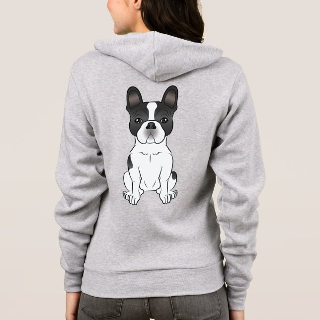 Veste À Capuche Bouledogue français pie noir / Frenchie Chien mign (Dos)