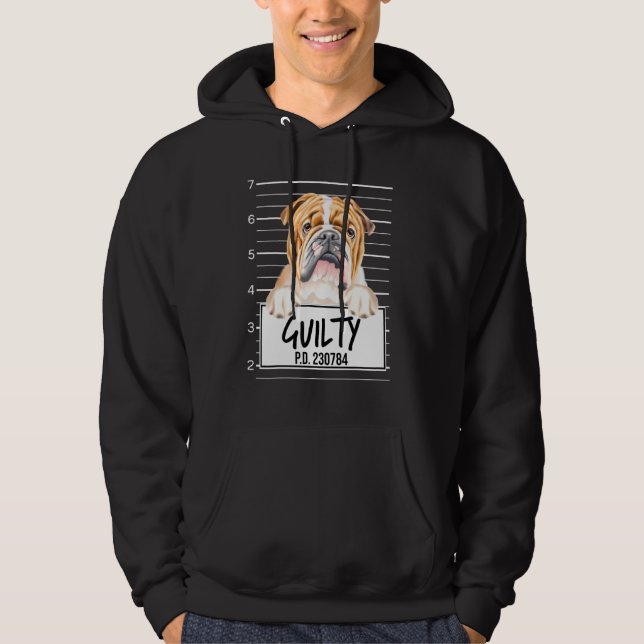 Veste À Capuche Bouledogue Mugshot Chien Coupable (Devant)