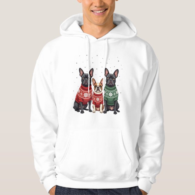 Veste À Capuche Bouledogues français de Noël Frenchie de Noël Chie (Devant)