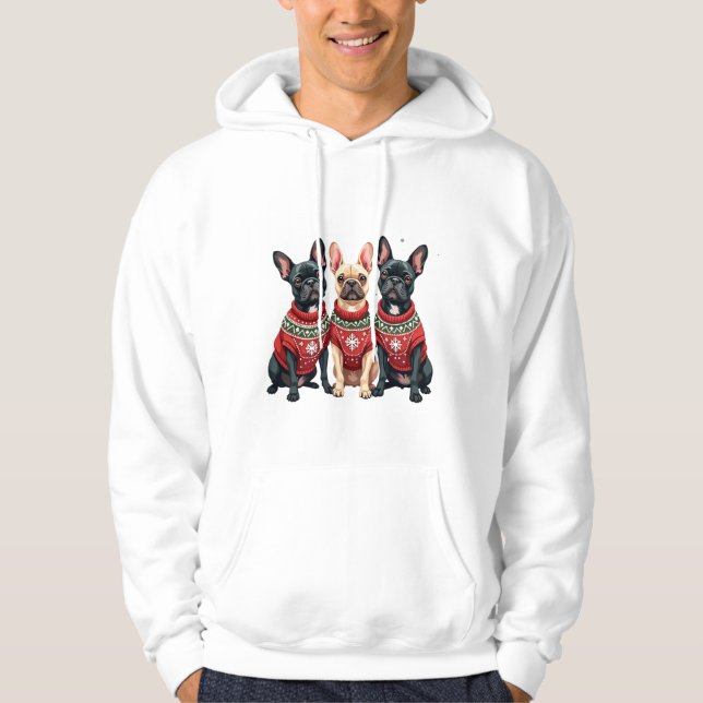 Veste À Capuche Bouledogues français de Noël Frenchie de Xmas (Devant)