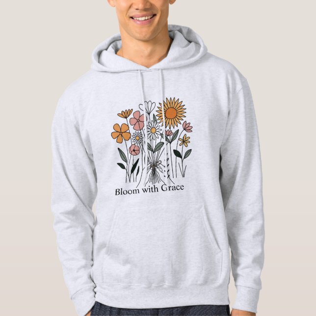 Veste À Capuche Bouquet de fleurs sauvages Impression d'art floral (Devant)