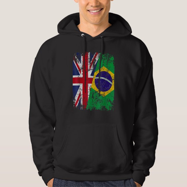 Veste À Capuche BRÉSIL Demi BRITANNIQUE Royaume-Uni Drapeau d'amit (Devant)