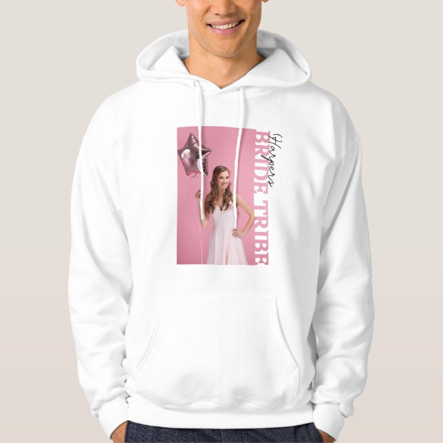 Veste À Capuche Bride Tribe Photo Hoodie | Personalised Hen Party  (Devant)