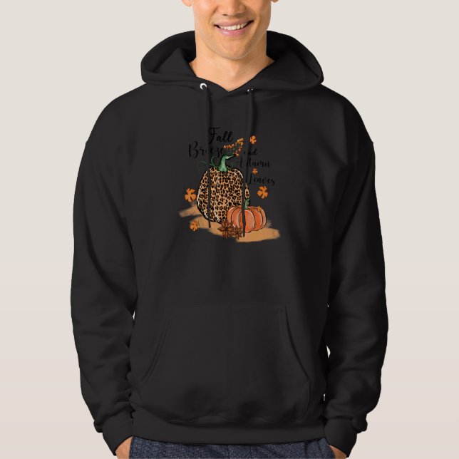 Veste À Capuche Brise d'automne et citrouilles léopard de feuilles (Devant)
