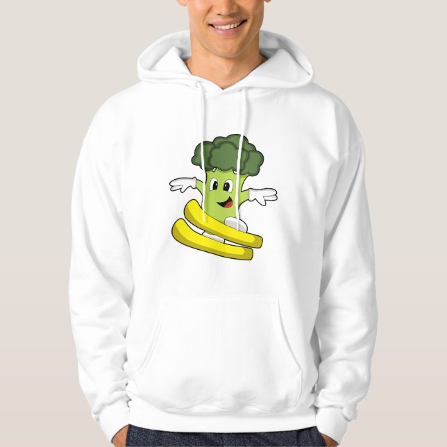 Veste À Capuche Broccoli comme skieur avec ski (Devant)