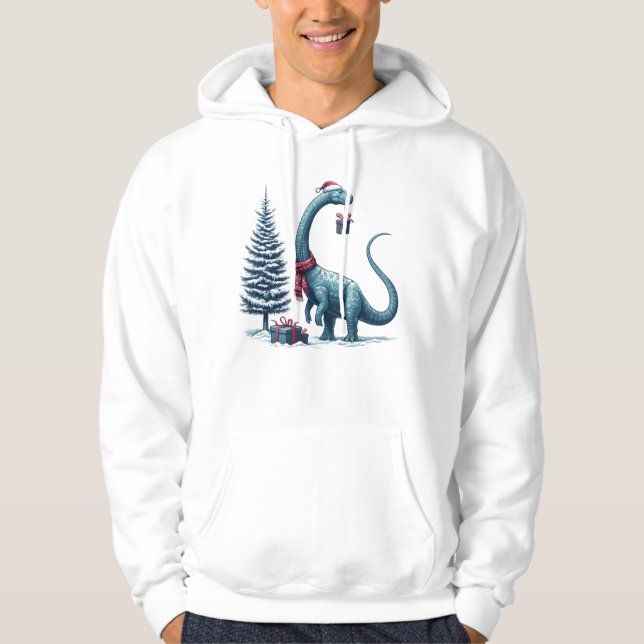Veste À Capuche Brontosaurus dinosaure de Noël (Devant)