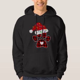 Veste À Capuche Buffalo Plaid Christmas Paw Dog avec Santa hat Lig