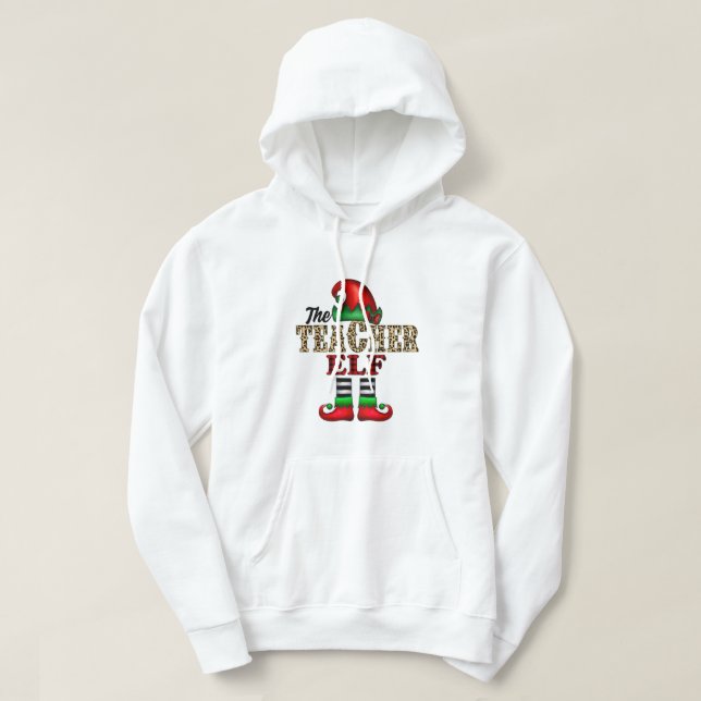 Veste À Capuche Buffalo Plaid Christmas Shirt Enseignant Elf Match (Design devant)