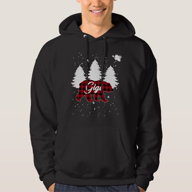 Veste À Capuche Buffalo Plaid Gigi Bear Arbre de Noël Pyjama Fami (Devant)